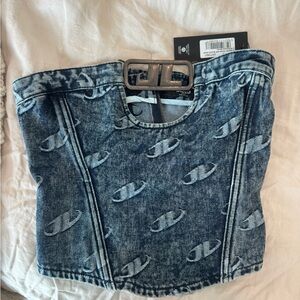 Jaded London Blue Denim Tube Top